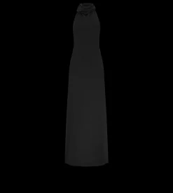 LONG HALTERNECK DRESS WITH POCKETS AND OPEN BACK