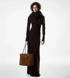 LONG OPEN TURTLENECK CASHMERE DRESS