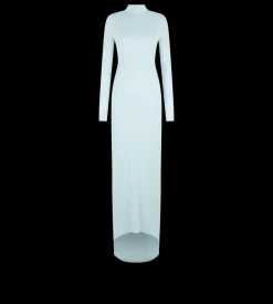 LONG SLEEVE ASYMMETRIC EVENING DRESS WITH TWISTED BACK