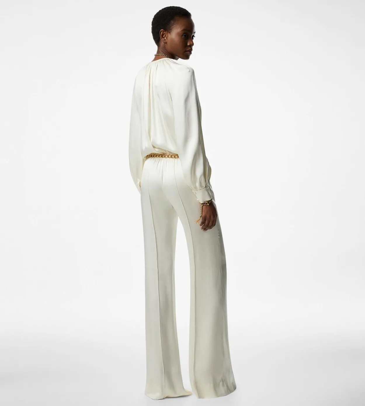 LONG SLEEVE GATHERED JUMPSUIT
