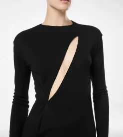 LONG SLEEVE SLASH FRONT EVENING DRESS