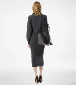 LONG SLEEVE WRAP COLLAR KNIT