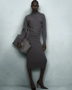 LONG SLEEVE WRAP COLLAR KNIT