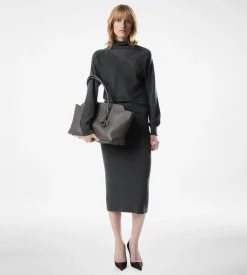 LONG SLEEVE WRAP COLLAR KNIT