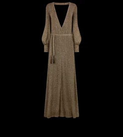 LONG V-NECK DRESS WITH OPEN BACK