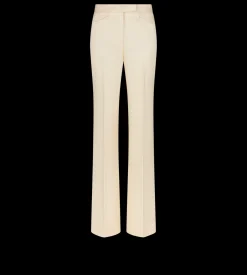 LUSTROUS BARATHEA SILK WOOL TAILORED TUXEDO WIDE LEG PANTS