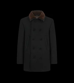 MELTON WOOL SHEARLING PEACOAT