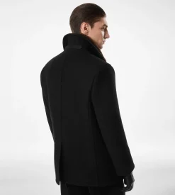 MELTON WOOL SHEARLING PEACOAT