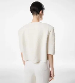 MERINO CASHMERE CREWNECK T-SHIRT WITH SILK CHENILLE EMBOSSED PYTHON DETAIL