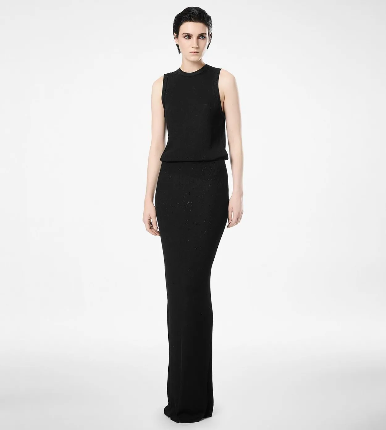 MICRO SEQUINS EMBELLISHED RIB LONG SKIRT