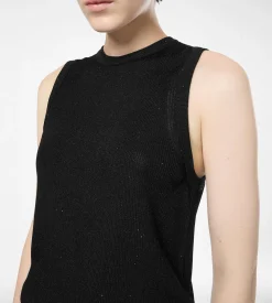 MICRO SEQUINS EMBELLISHED RIB RELAXED TANK