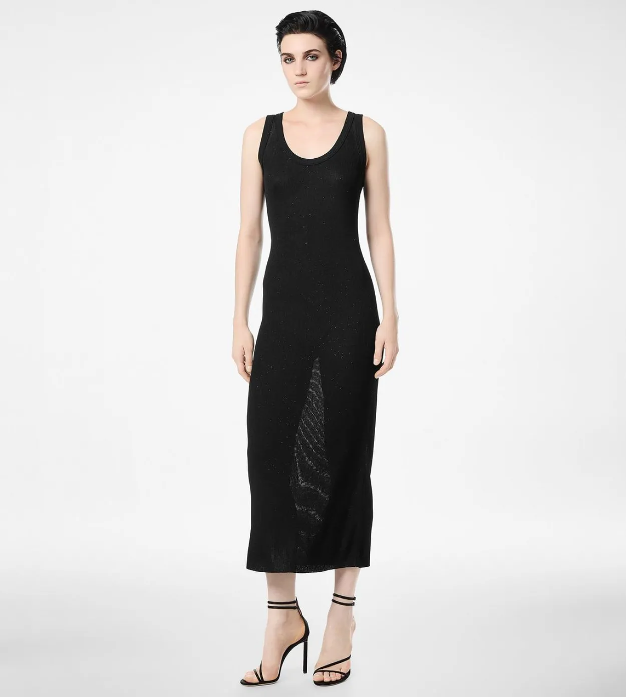 MICRO SEQUINS EMBELLISHED RIB MID-LENGTH TANK DRESS