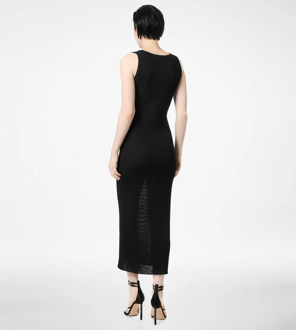 MICRO SEQUINS EMBELLISHED RIB MID-LENGTH TANK DRESS