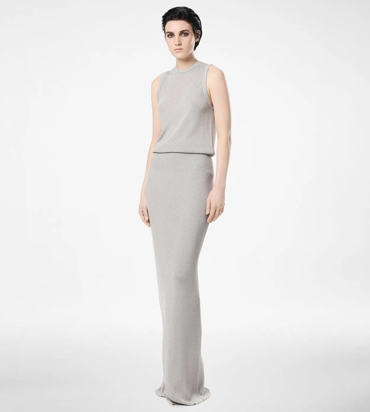 MICRO SEQUINS EMBELLISHED RIB LONG SKIRT
