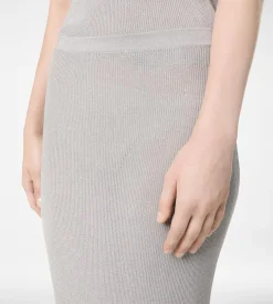MICRO SEQUINS EMBELLISHED RIB LONG SKIRT