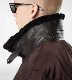 NYLON SHEARLING COLLAR FLIGHT BOMBER