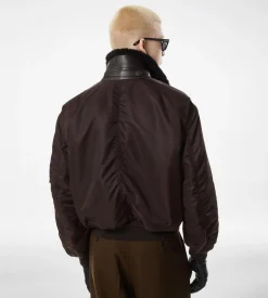NYLON SHEARLING COLLAR FLIGHT BOMBER