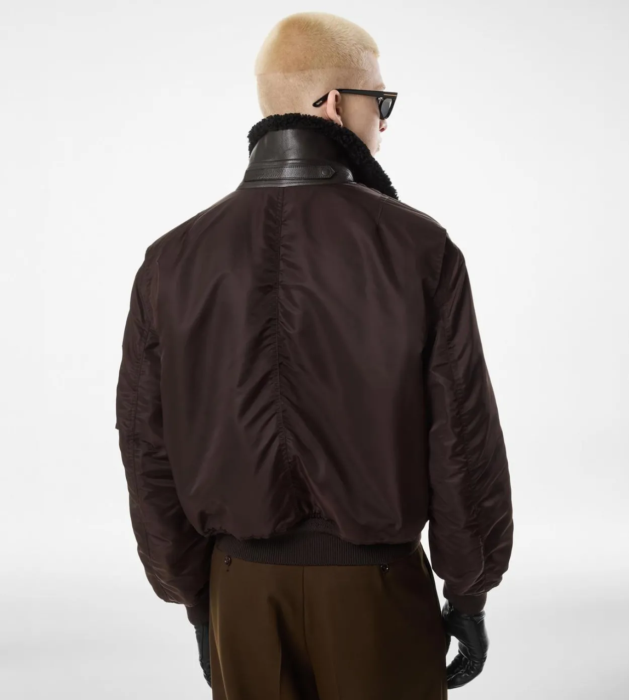 NYLON SHEARLING COLLAR FLIGHT BOMBER