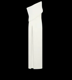 OFF THE SHOULDER EVENING DRESS WITH SIDE SLIT