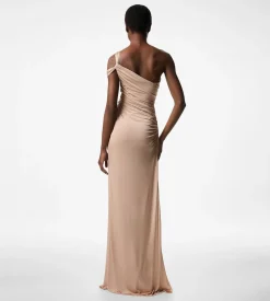 ONE SHOULDER TWIST FRONT EVENING DRESS