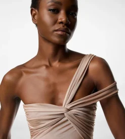ONE SHOULDER TWIST FRONT EVENING DRESS