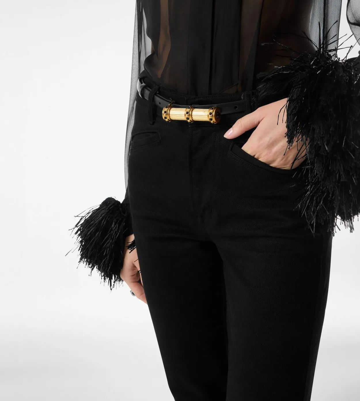 PALMELLATO-EFFECT LEATHER CABOCHON BELT