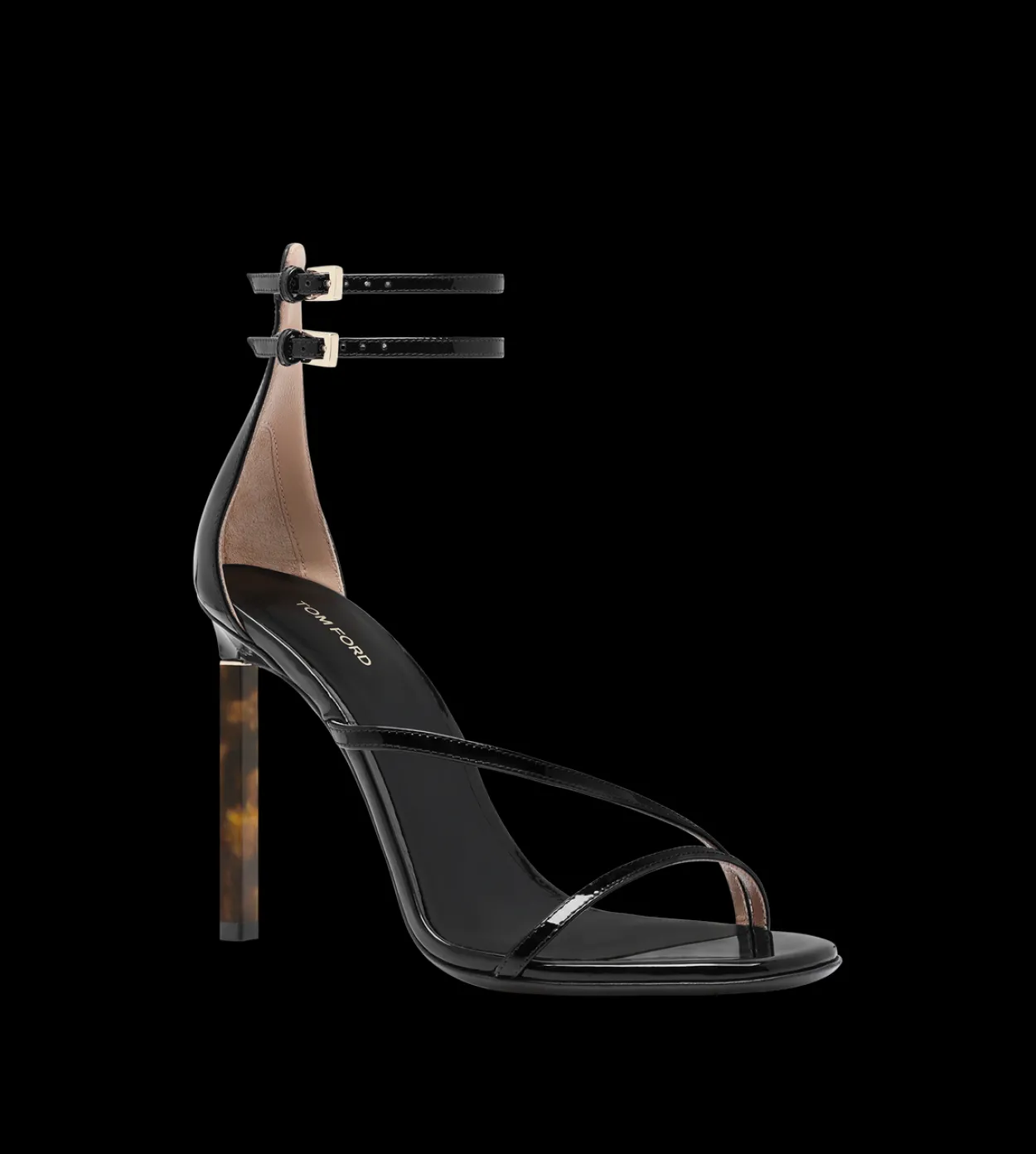 PATENT LEATHER ANKLE STRAP SANDAL