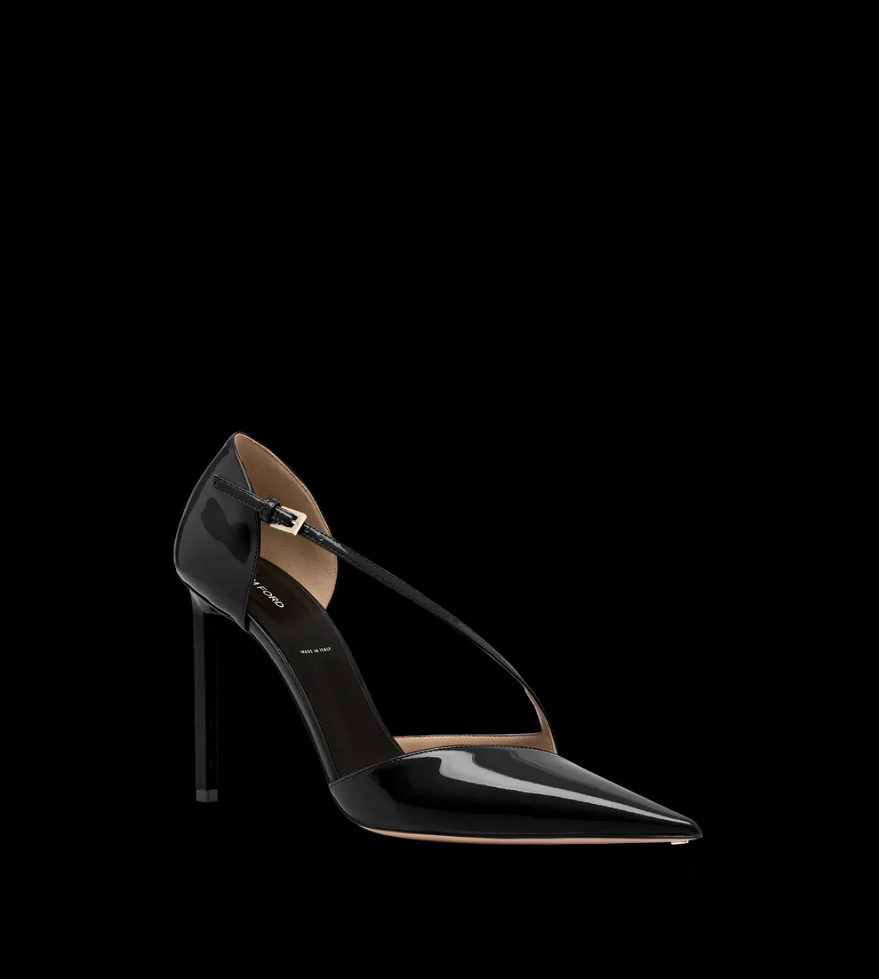 PATENT LEATHER ASYMMETRIC PUMP