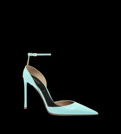 PATENT LEATHER VERTIGO ANKLE STRAP PUMP