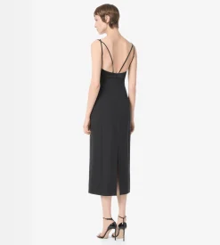 PENCIL DRESS WITH LEATHER STRAPS