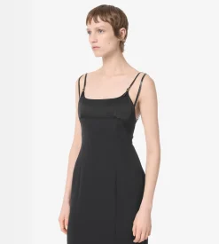 PENCIL DRESS WITH LEATHER STRAPS