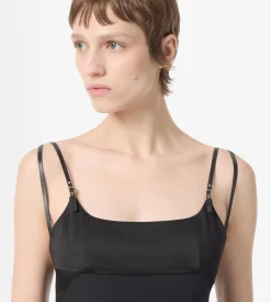 PENCIL DRESS WITH LEATHER STRAPS