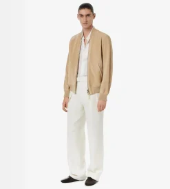 PERFORATED CASHMERE SUEDE BOMBER