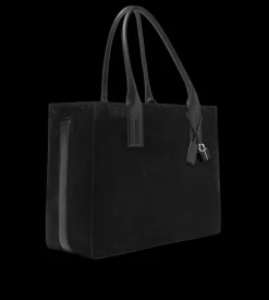 PERFORATED CASHMERE SUEDE T-LINE EAST-WEST TOTE