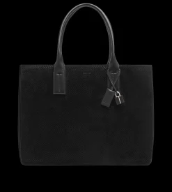 PERFORATED CASHMERE SUEDE T-LINE EAST-WEST TOTE
