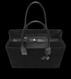PERFORATED CASHMERE SUEDE T-LINE EAST-WEST TOTE