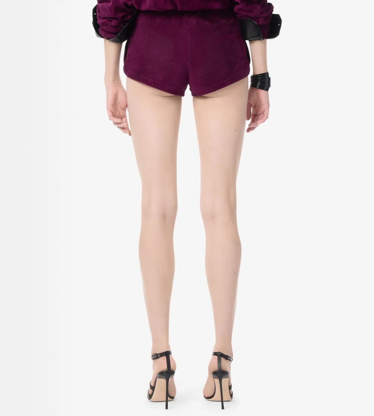 PERFORATED SUEDE MINI SHORTS