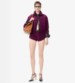 PERFORATED SUEDE MINI SHORTS