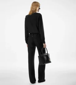 PLEATED WIDE LEG SILK PANTS