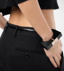 PLEXIGLASS AND BRASS DECO BRACELET
