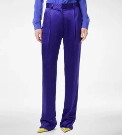 POLKA DOT JACQUARD PLEATED STRAIGHT PANTS