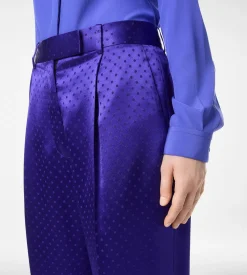 POLKA DOT JACQUARD PLEATED STRAIGHT PANTS