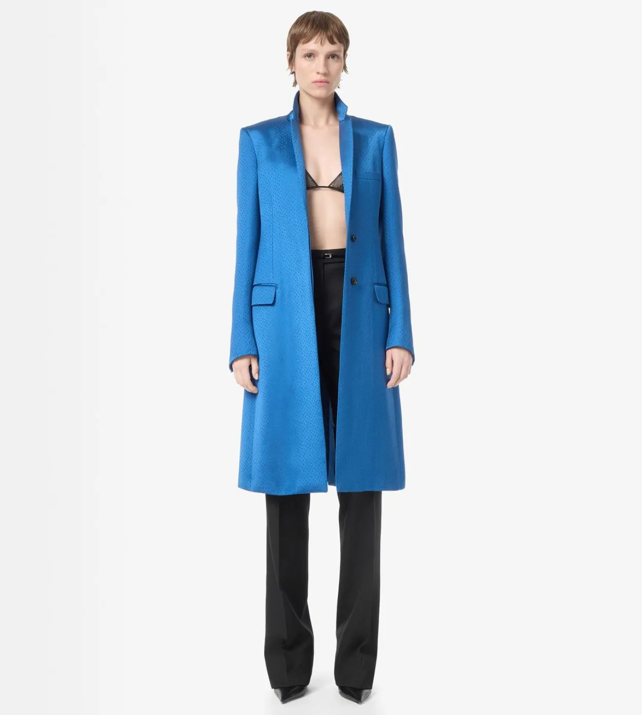 POLKA DOT SILK BLEND SINGLE BREASTED COAT