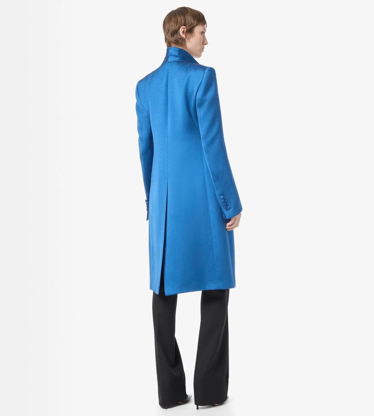 POLKA DOT SILK BLEND SINGLE BREASTED COAT