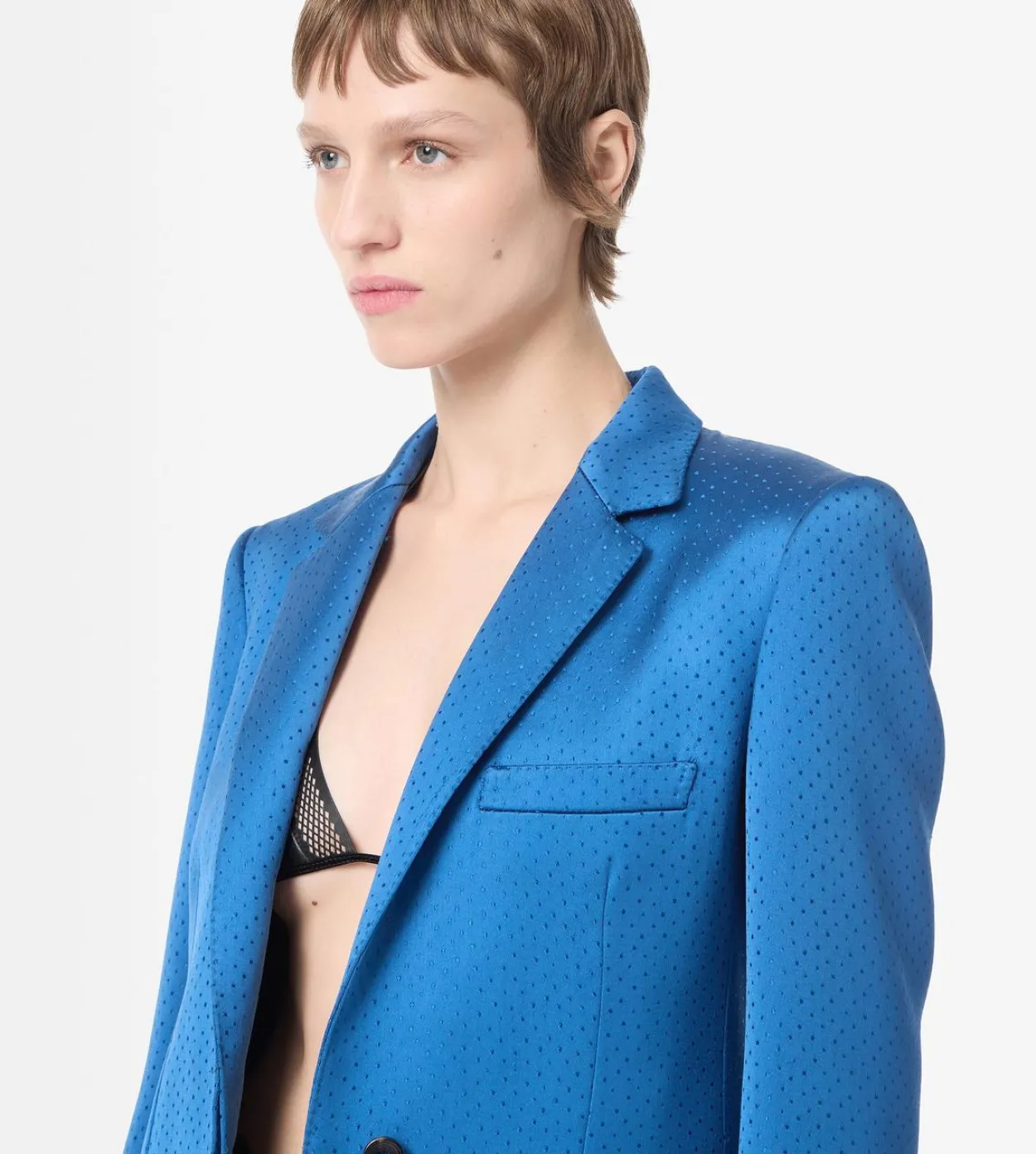 POLKA DOT SILK BLEND SINGLE BREASTED COAT