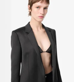 POLKA DOT SILK BLEND SINGLE BREASTED COAT
