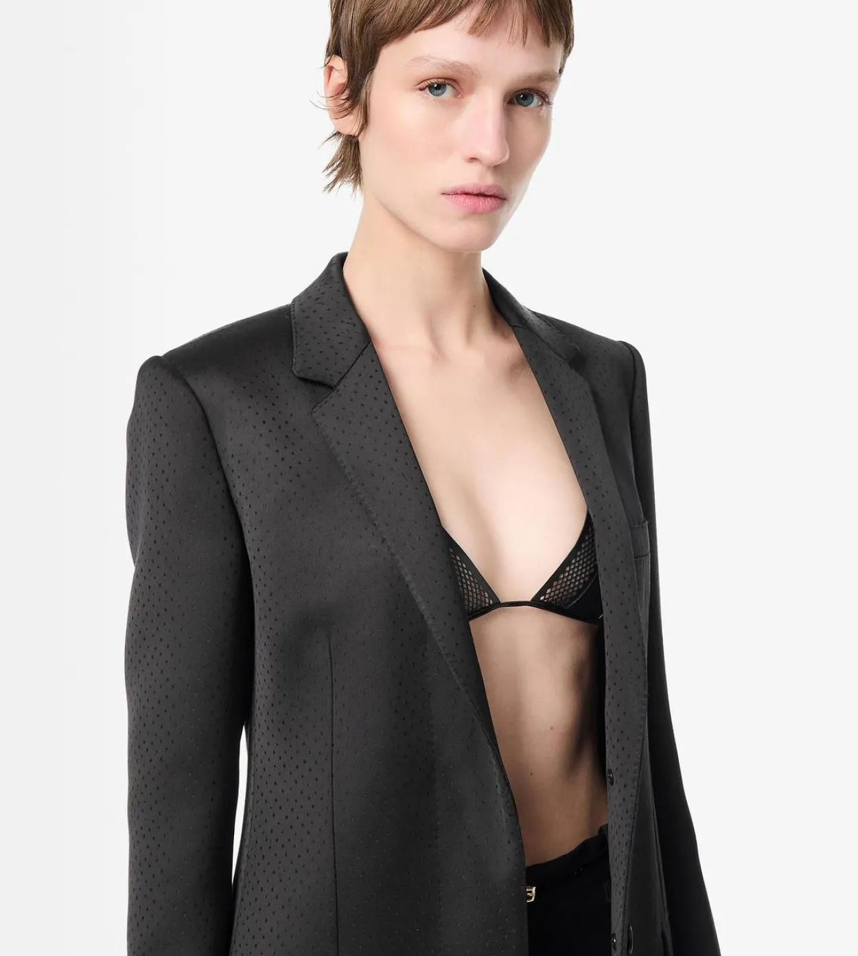 POLKA DOT SILK BLEND SINGLE BREASTED COAT