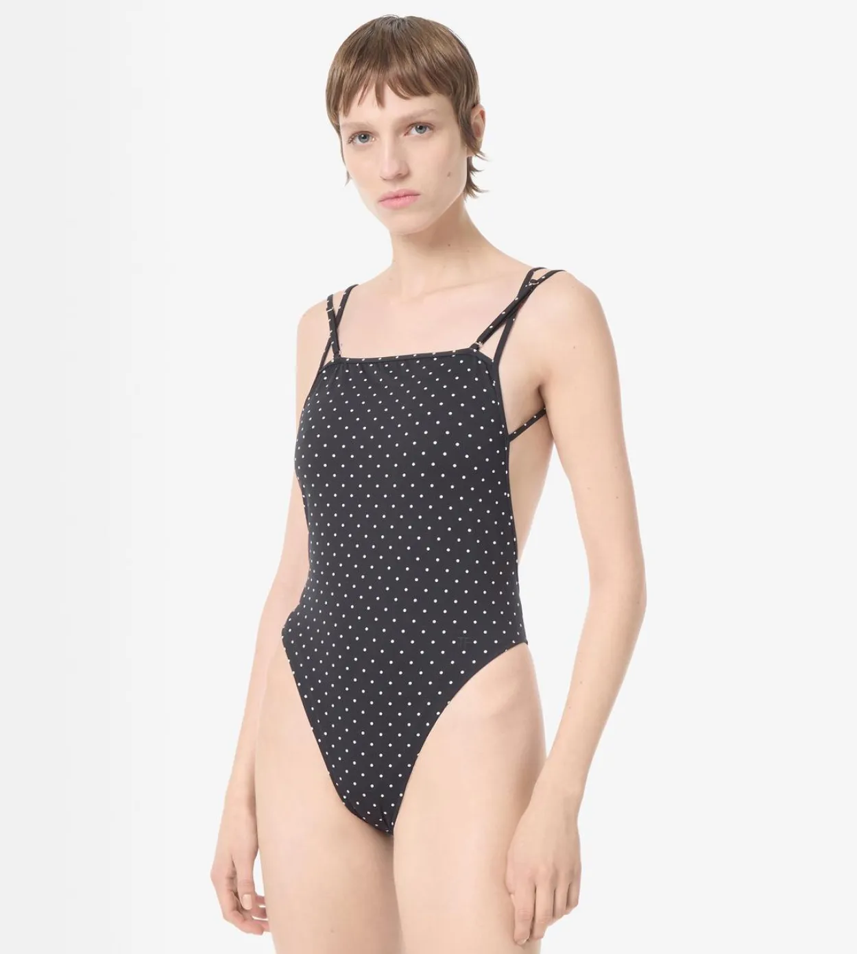 POLKA DOT SWIMSUIT WITH DOUBLE STRAPS