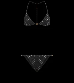 POLKA DOT TRIANGLE BIKINI WITH T-TRIM