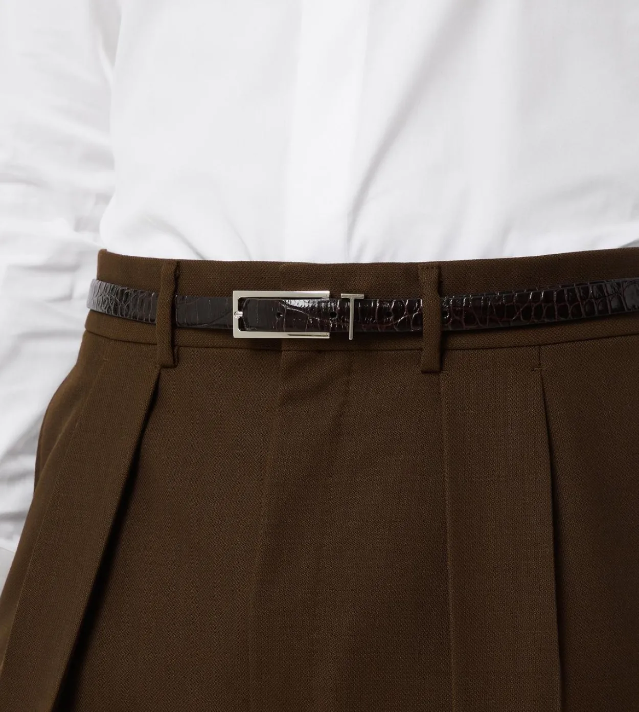 PRINTED CROC METAL T LOOP BELT
